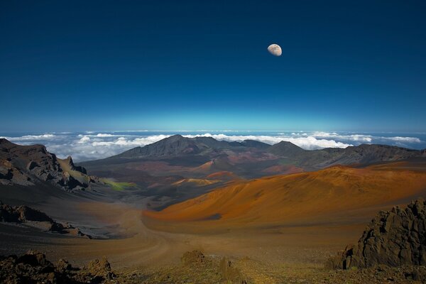 Mountains and sand in the morning