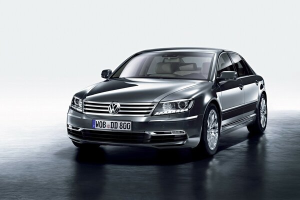 Black Volkswagen car on a gray background