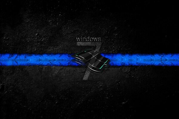 Escritorio de windows 7 azul sobre fondo negro