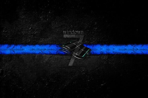 Windows 7 masaüstü siyah arka plan üzerinde mavi