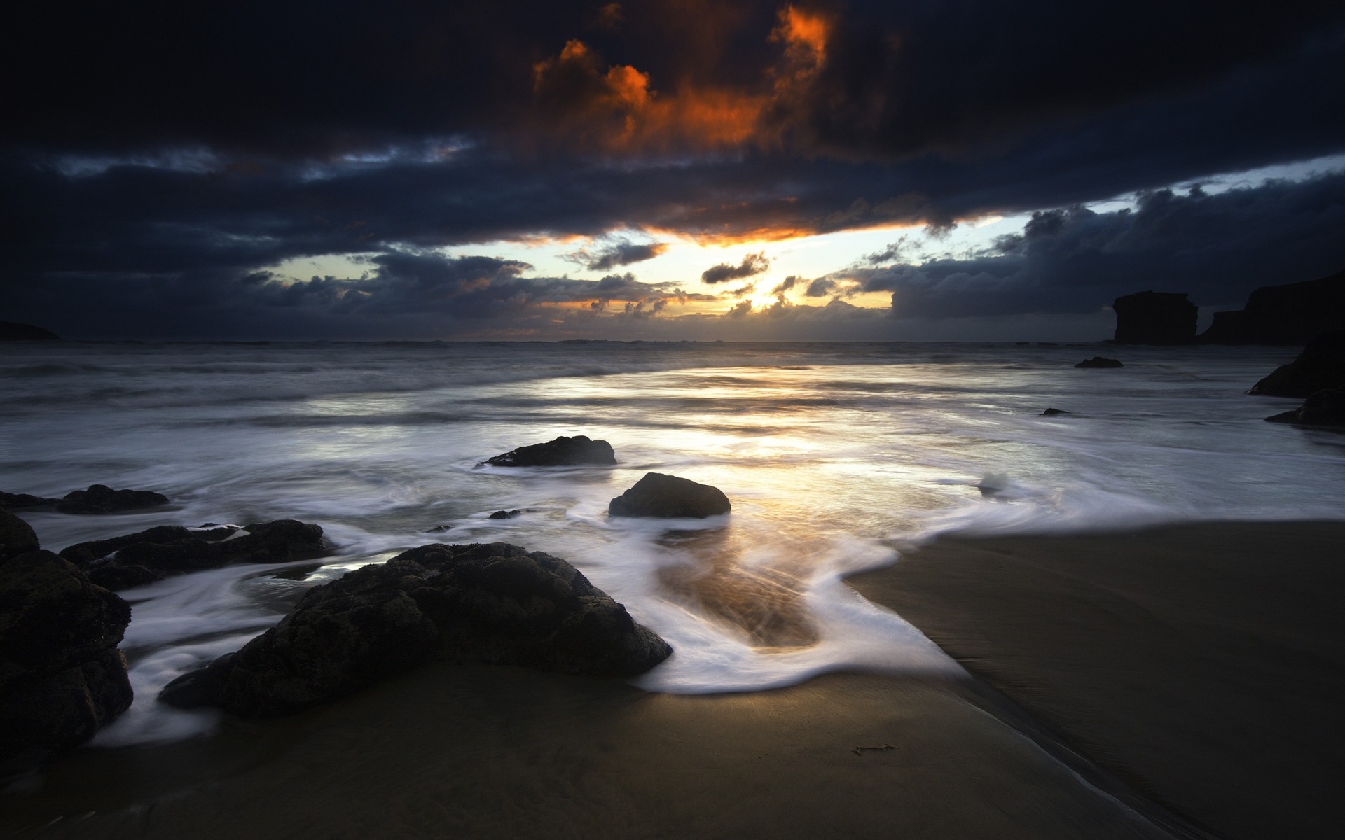 landscapes sunset beach water ocean sea seascape dawn dusk evening seashore landscape sky sun surf travel sand rock storm