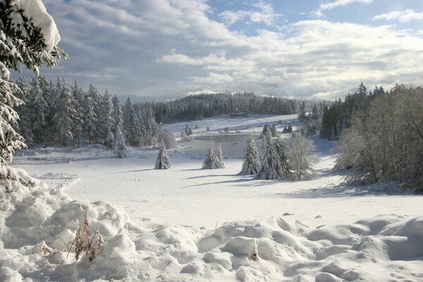 Paysage d hiver sur le bureau