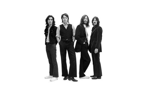 Black and white photos of the legendary Beatles