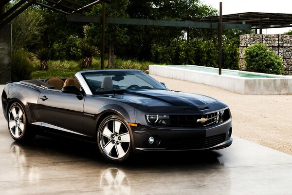 Chevrolet convertible is standing on the sidewalk