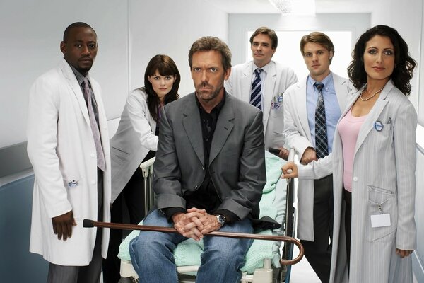 Doctors from the TV series in the hospital room