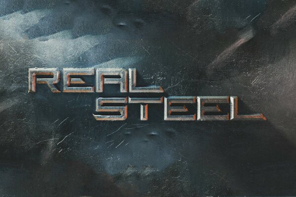 Auf grauem Hintergrund englische Wörter Real Steel