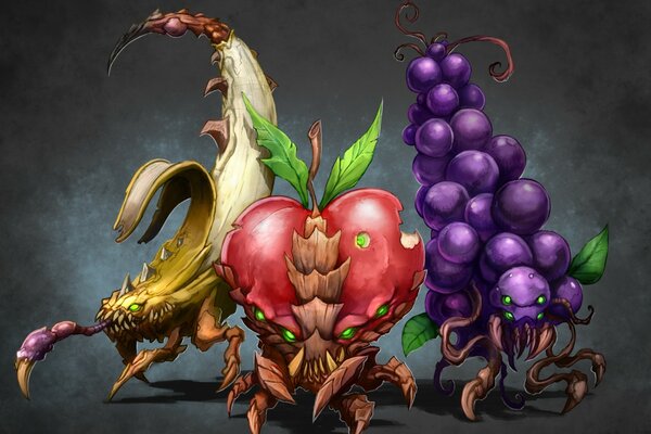 Monsters of fruits and berries