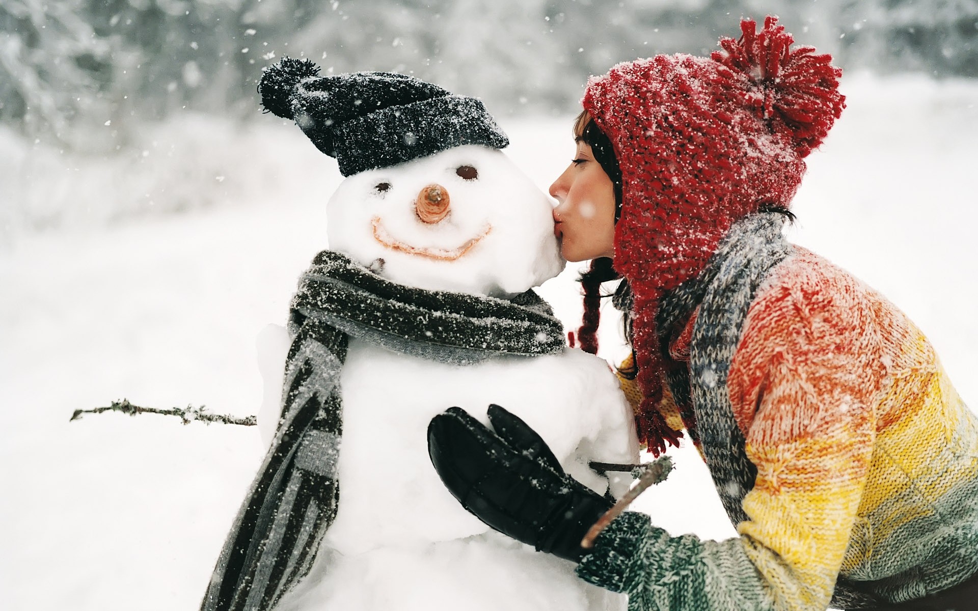 navidad invierno nieve frío bufanda guantes mujer desgaste vacaciones