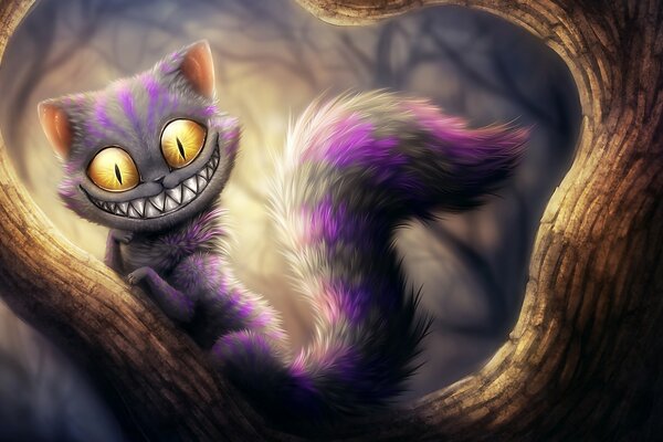 Gato de Cheshire con ojos grandes