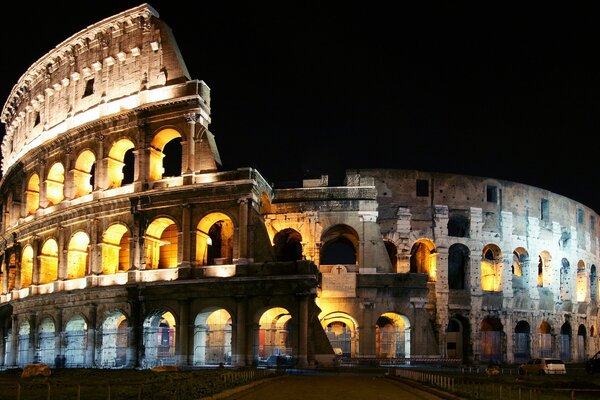 Architecture of the ancient Colosseum, Italy