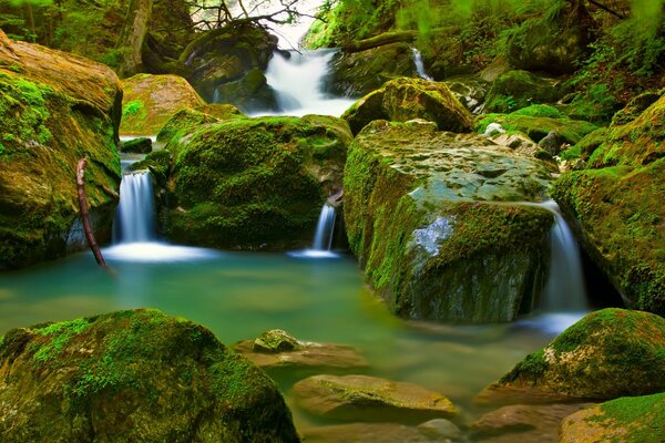 Water flows into a muddy pond