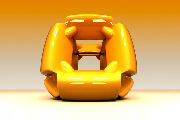 3d abstract yellow shape