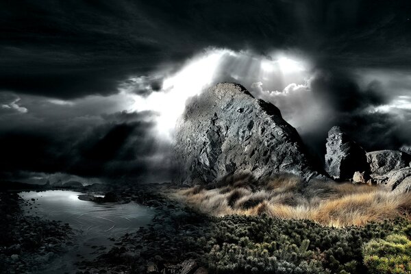 Paysage sombre avec vue sur la nature puissante