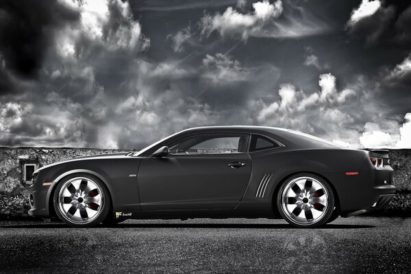 Black chevrolet in evening weather