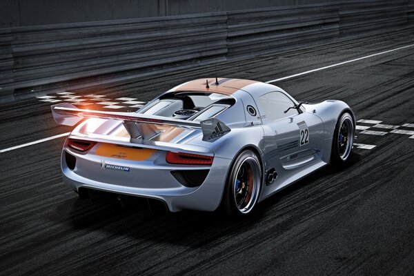 Porsche racing car in motion