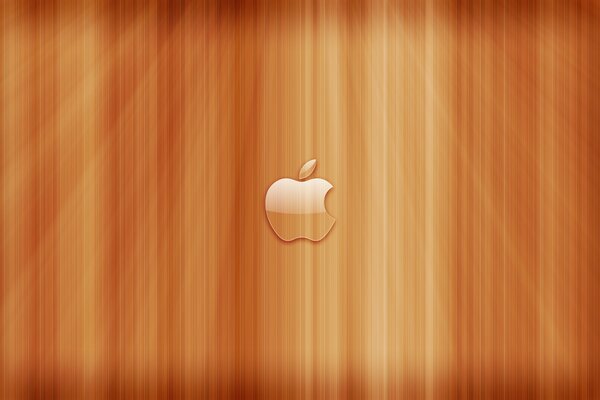 Transparent apple logo on wood background