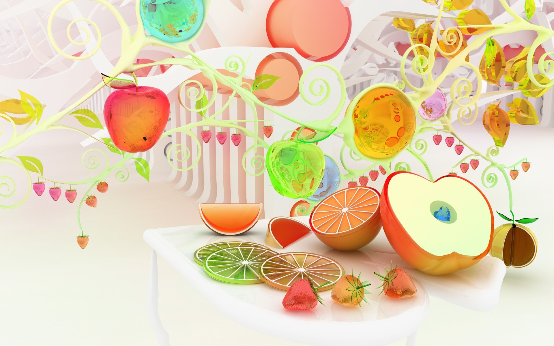 abstrait alimentaire bureau fruits pomme citron fond