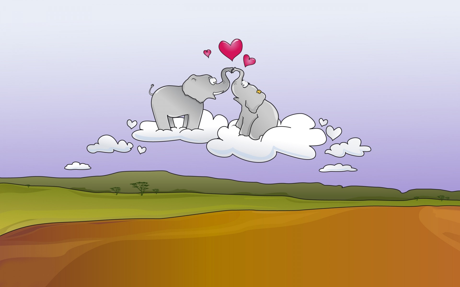 drawings illustration vector desktop graphic nature sketch color landscape sky summer art design wave elephants animals love heart clouds