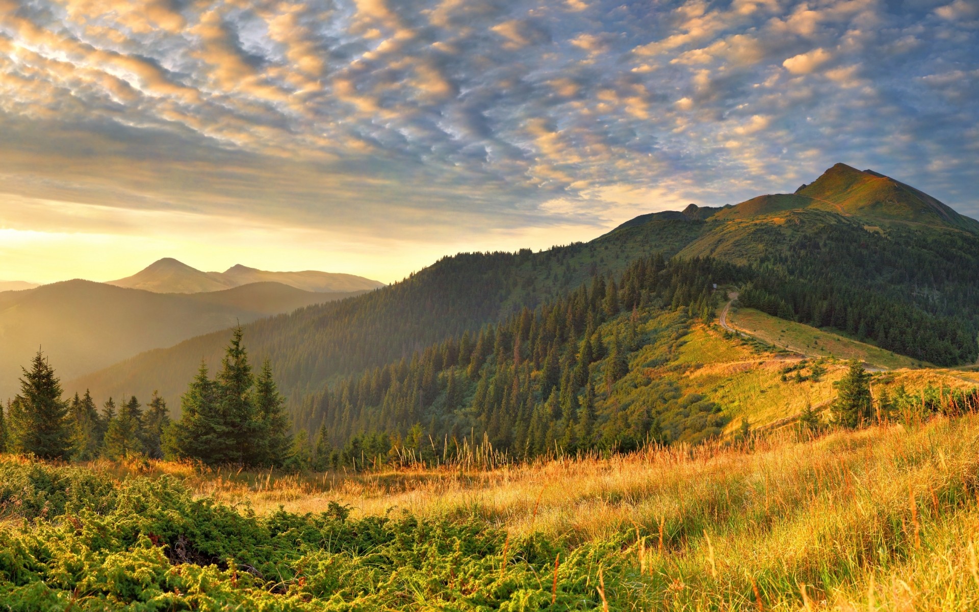 paisagens montanhas paisagem viagens ao ar livre pôr do sol natureza outono amanhecer neve céu vale noite névoa madeira montanhas grama árvores brilho