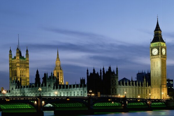 Beautiful architecture of the evening city