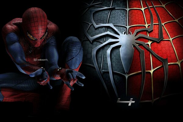 Der Superheld Spider-Man und sein Emblem