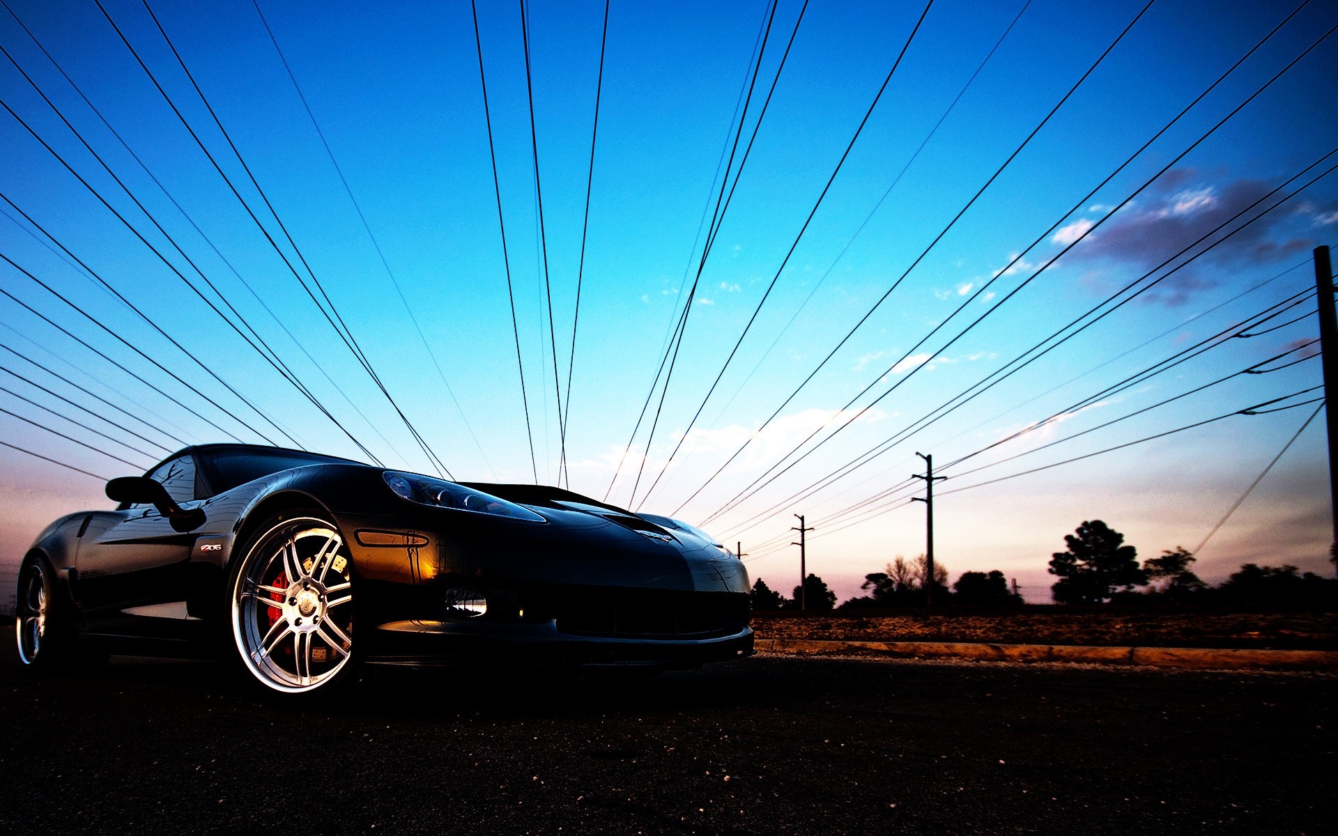 corvette sistema de transporte coche cielo coche electricidad energía puesta de sol energía deportes coches fondo fondos de pantalla