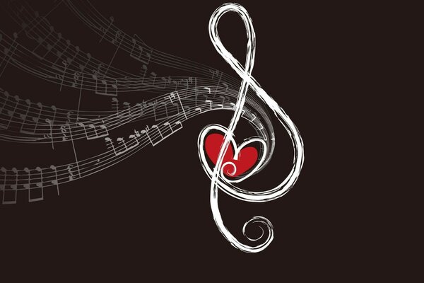 Treble clef with a red heart