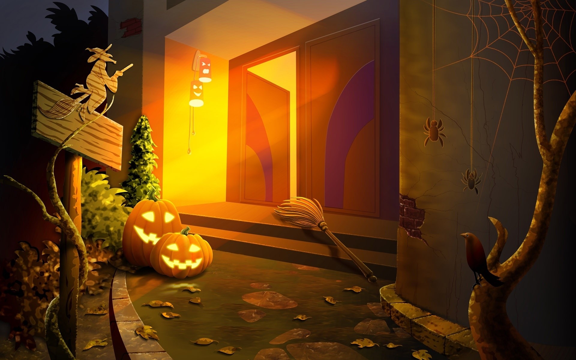 halloween light wood room house hotel