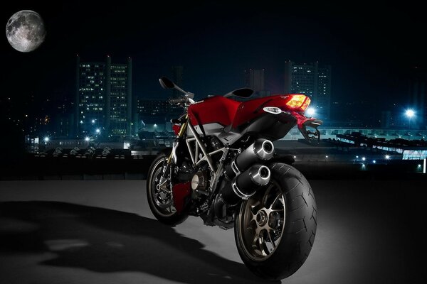 Sport bike in the night city