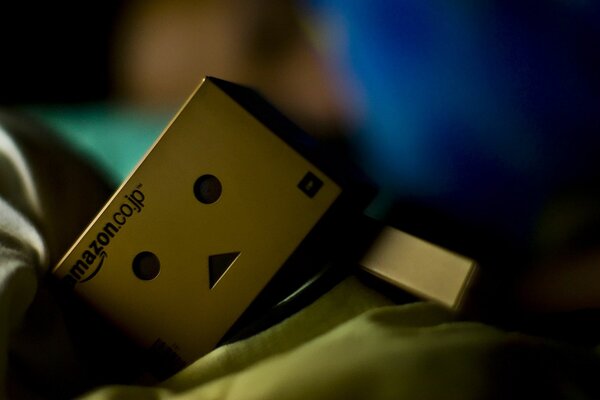 The danbo amazon model lying on the bed