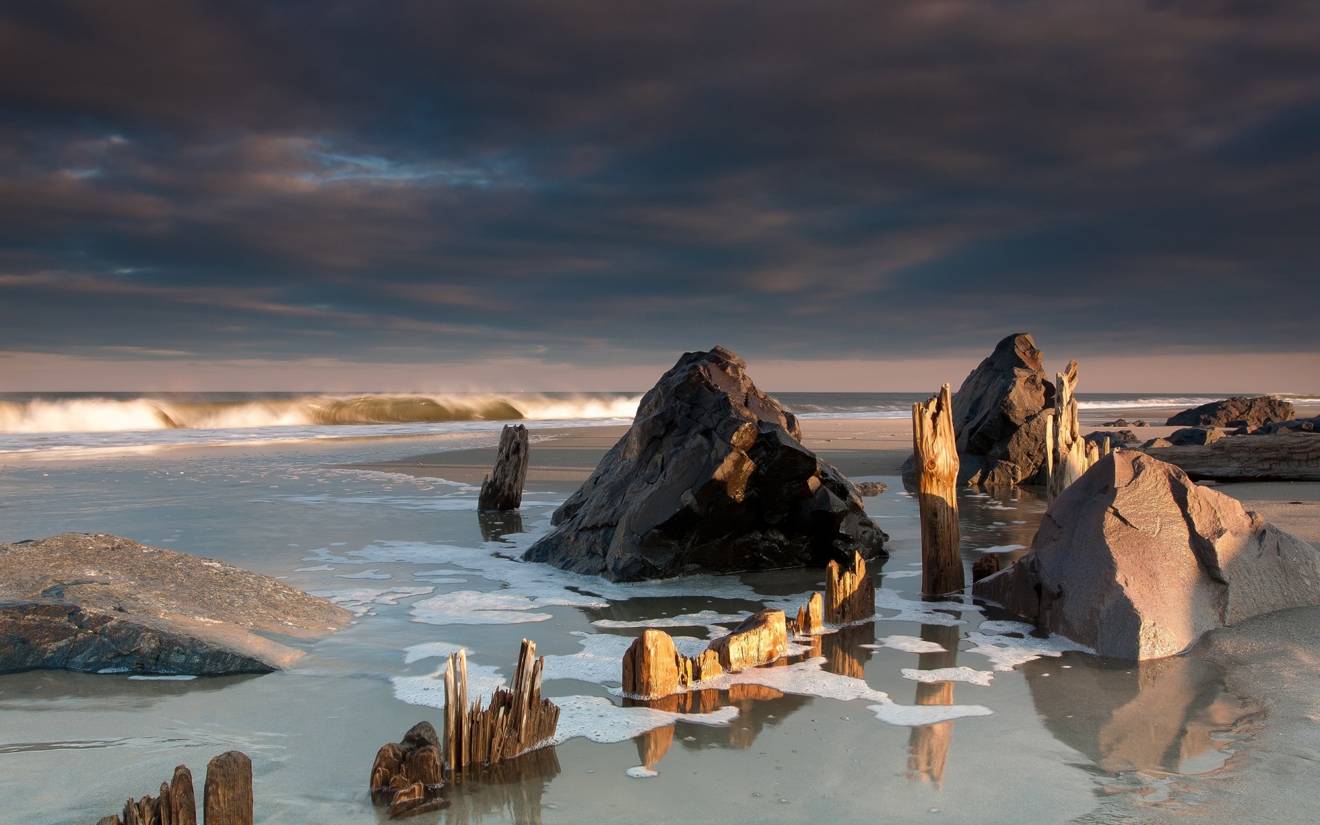 landscapes water beach seashore travel sunset sea ocean sand landscape winter outdoors snow sky dawn evening daylight clouds monmouth monmouth new jersey nature new jersey rocks seascape