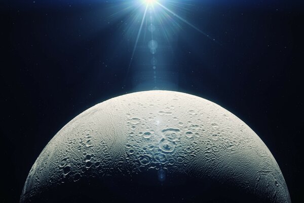 The illuminated Moon in space