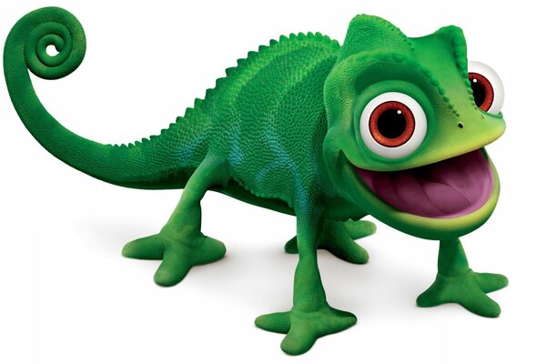 Imagem de um lagarto verde sorridente