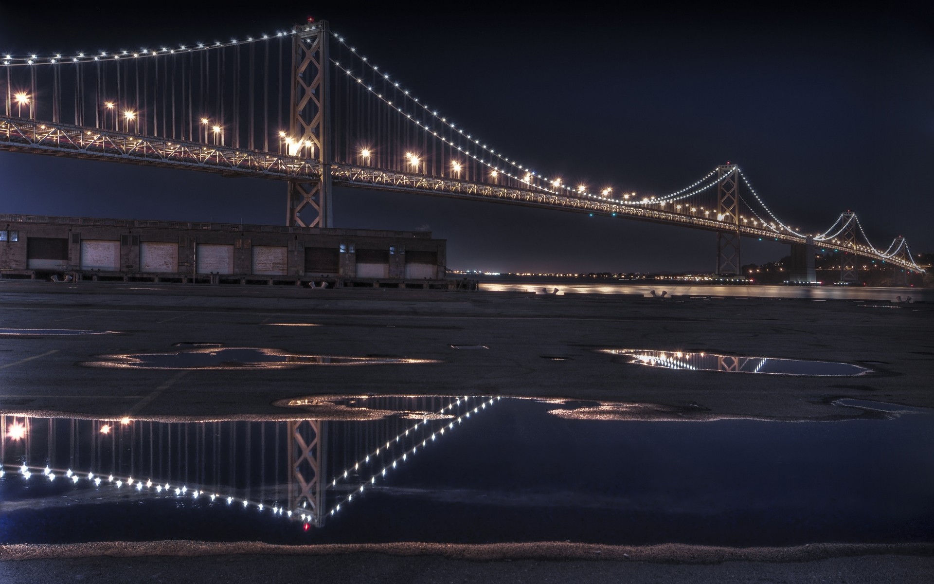 united states bridge suspension bridge water transportation system travel connection city river architecture dusk evening traffic road vehicle urban highway sunset sky building dark night