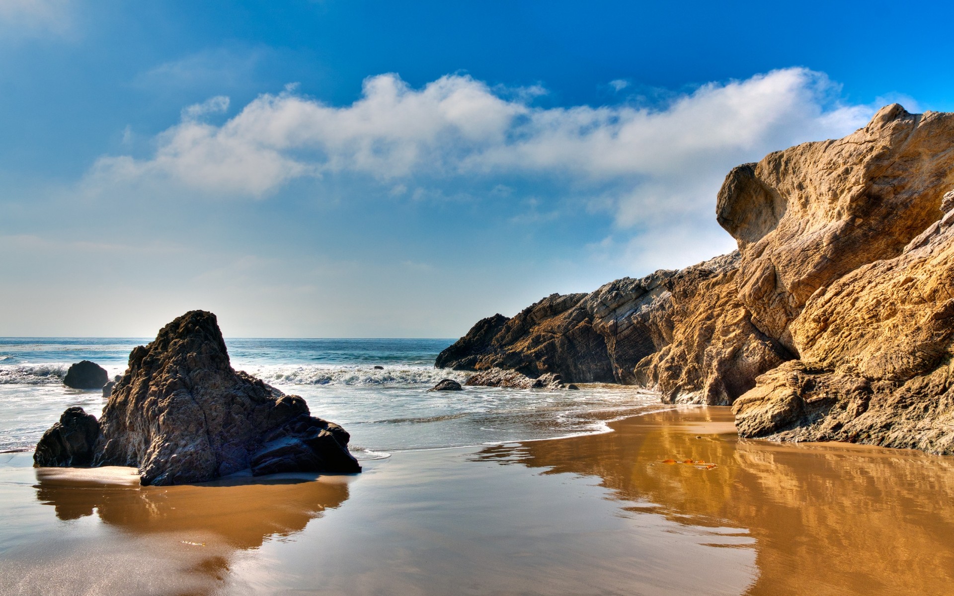 united states water beach seashore sea ocean travel surf rock sand landscape seascape sunset sky rocks nature hdr