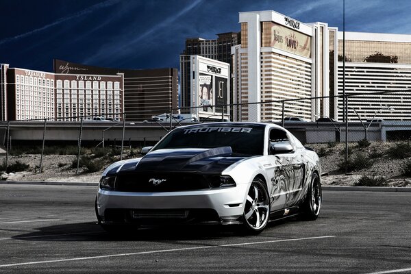 Racing car in the middle of the road