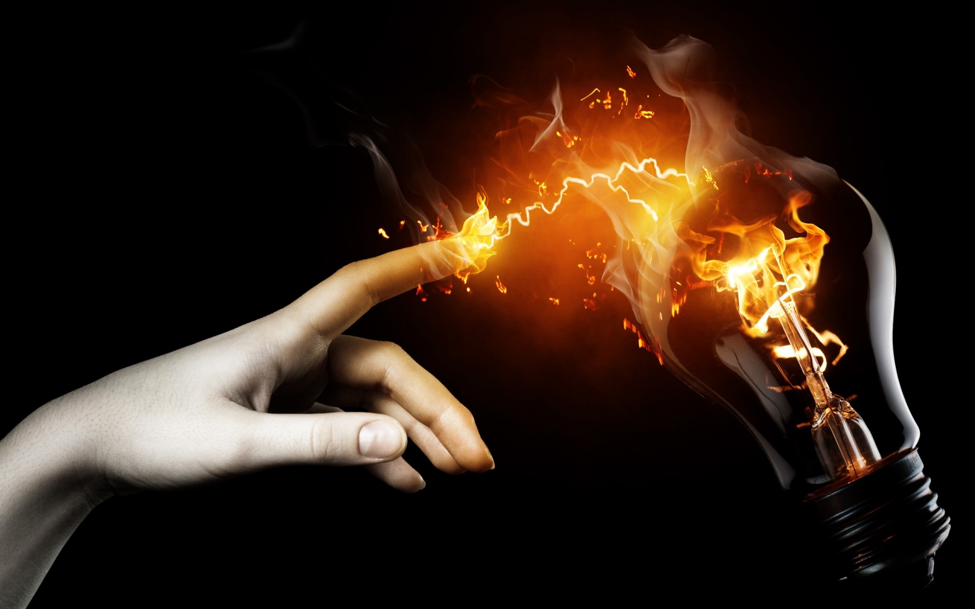 photo manipulation flame hot dark smoke light heat luminescence fingers black fire background