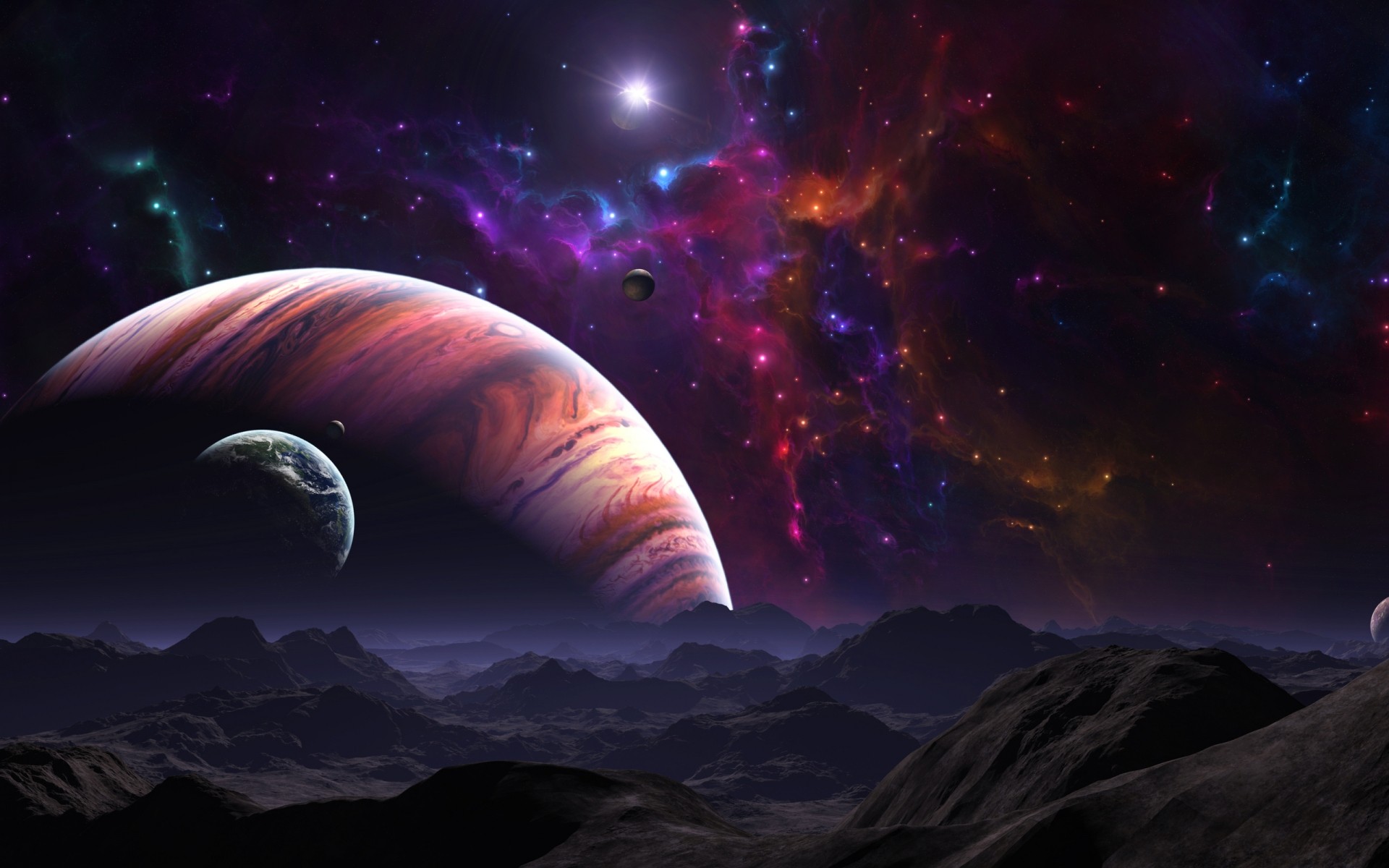 space astronomy moon galaxy planet science exploration cosmos astrology plantes terra stars sky dark night