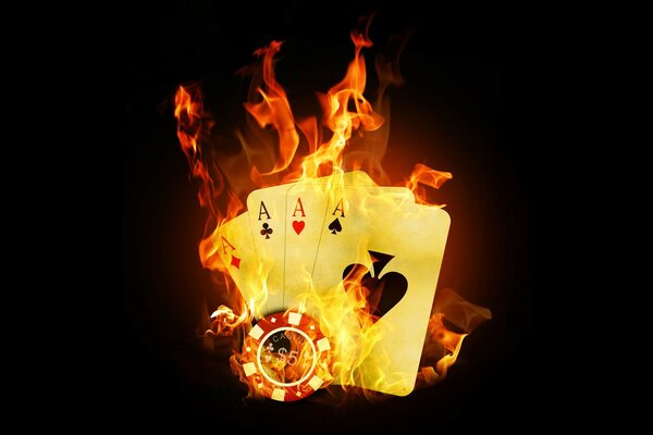 Three aces and a chip on fire