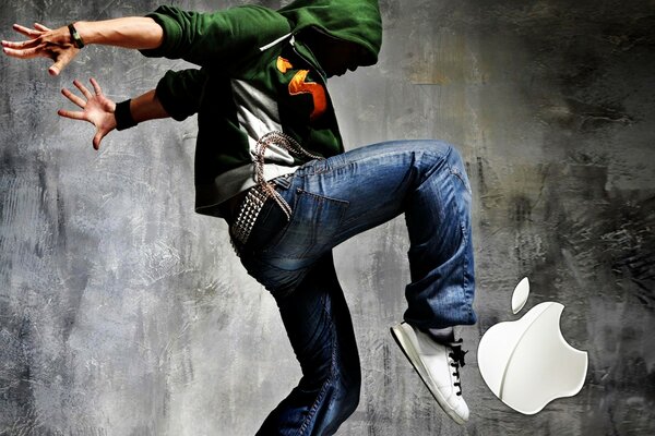 Apple logo icon man in dance