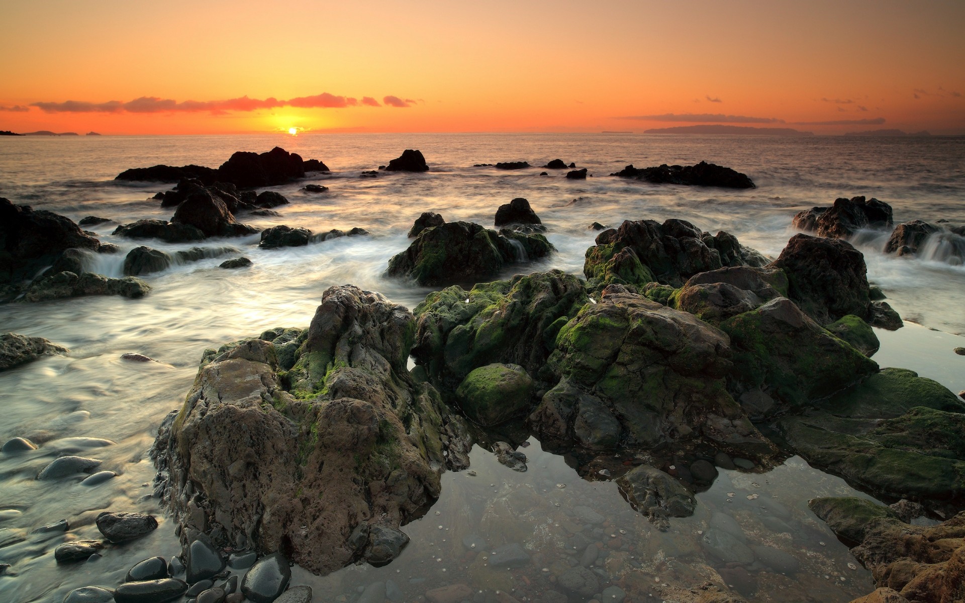 paisaje puesta de sol agua playa mar océano mar amanecer paisaje crepúsculo paisaje noche roca surf sol ola cielo viajes marea naturaleza piedras