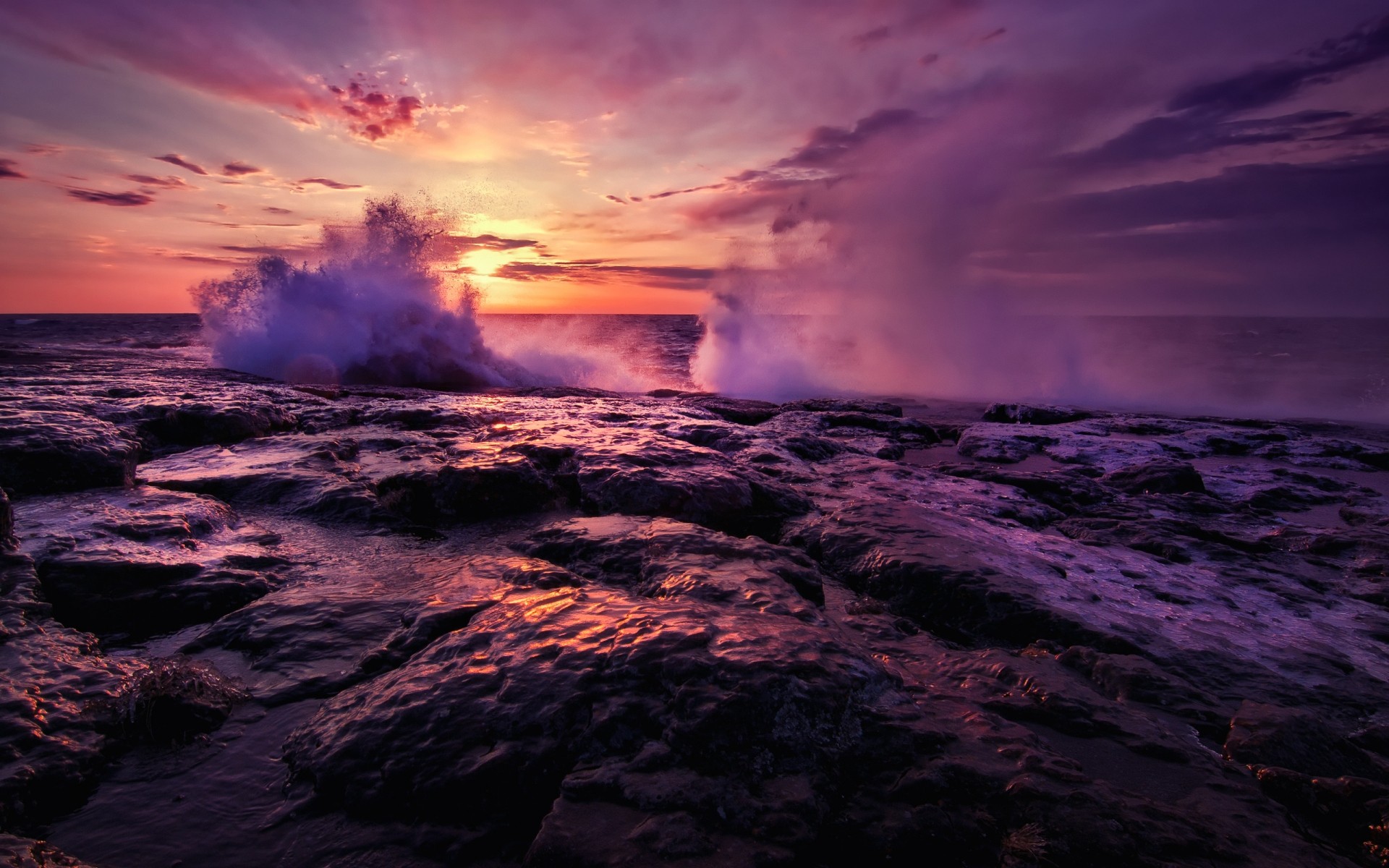 paisaje puesta de sol agua amanecer anochecer mar océano cielo noche paisaje paisaje sol playa dramático mar nube naturaleza luz tormenta olas púrpura piedras