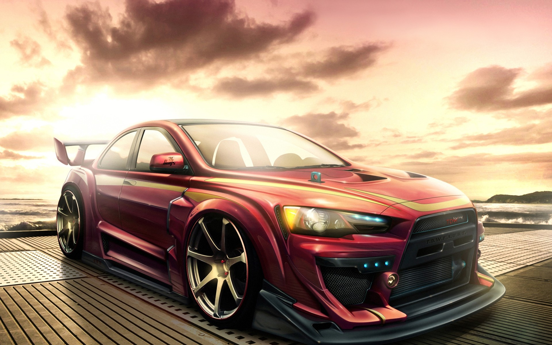 mitsubishi auto auto schnell asphalt transportsystem bürgersteig beeilen sie sich räder sonnenuntergang anzeigen automobil mitsubishi lancer