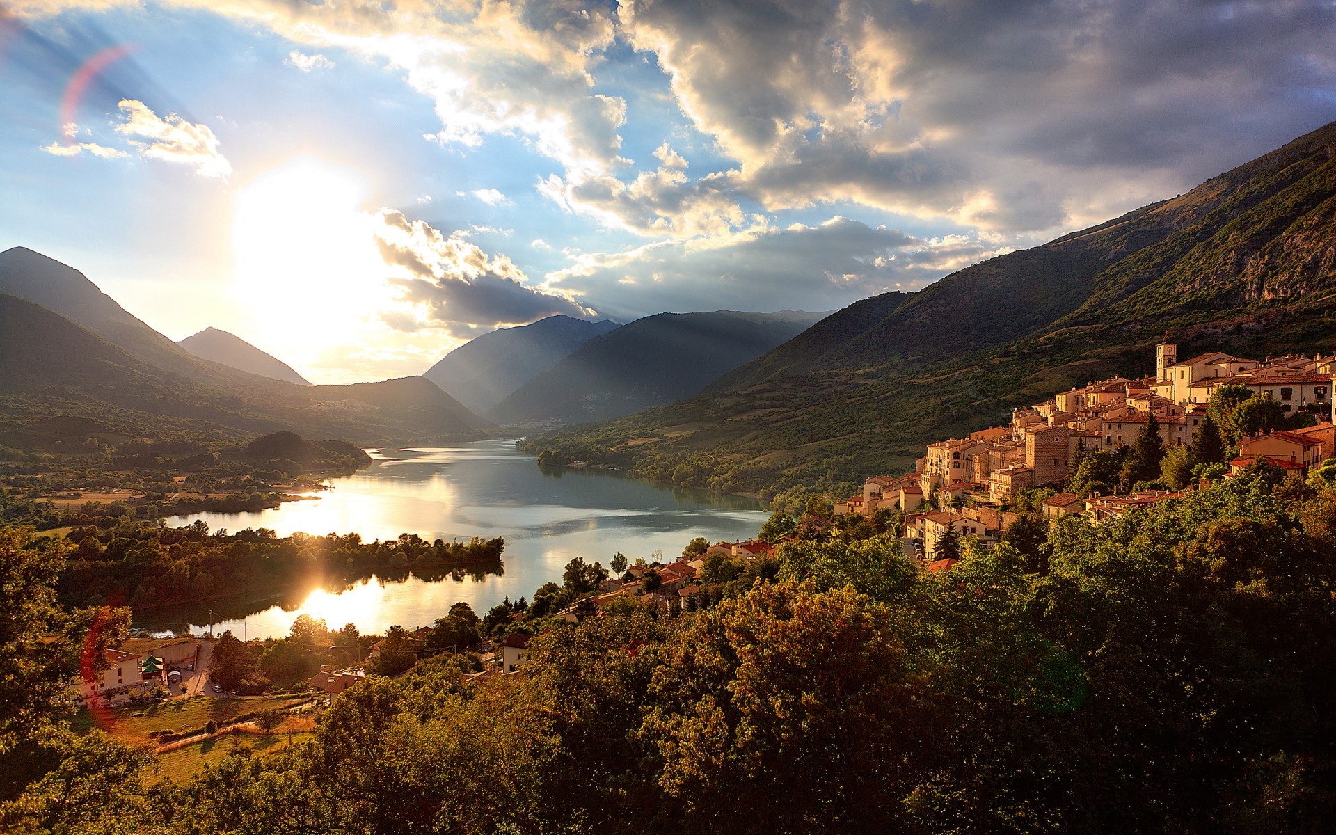 landscapes landscape mountain travel outdoors nature sky water sunset volcano fall hill scenic tree lake town italy
