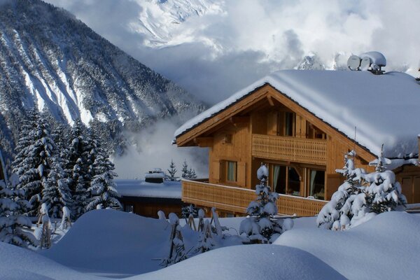 Avalanche from the mountain behind the cottage