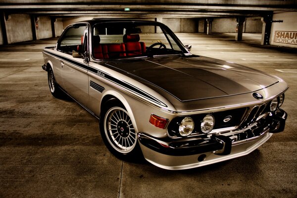 Retro car in the underground parking lot