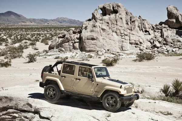 Jeep Monte parmi les montagnes