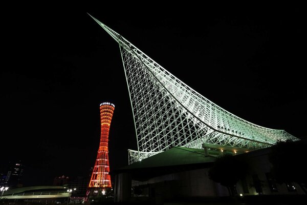 Um belo monstro iluminado na cidade do Japão