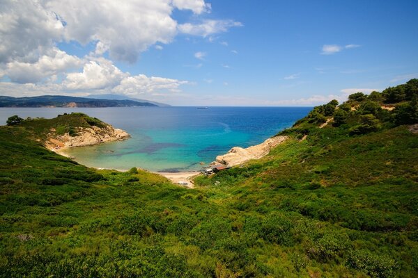 Paisaje de la laguna azul en las aguas de Grecia