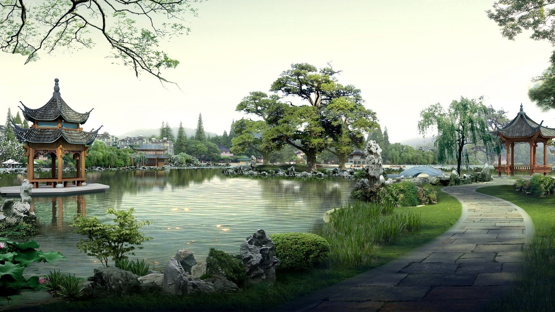 parks water tree park lake pool garden travel river reflection architecture building nature outdoors house landscape tourism bridge traditional culture